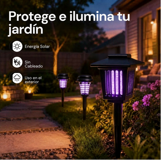 Lámpara Antimosquitos Solar para Jardín y Exterior — Carga Solar, Efecto Inmediato