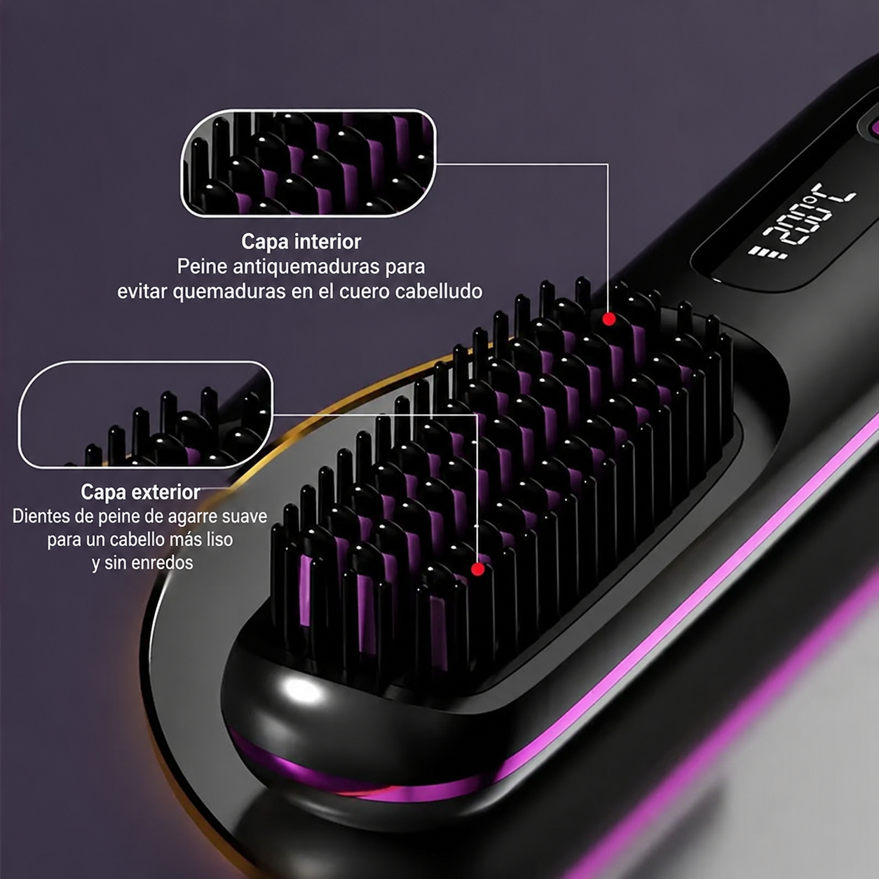 Peine alisador de pelo portátil
